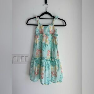 Janie and Jack Aqua Floral Kids Dress Girl’s Size 4Y